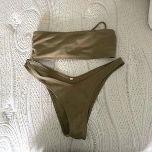 Green Strapless Bathing Suit - Zaful